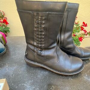 UGG Women's Black Kaleen 1006083 Leather Braided Ankle Moto Boot Size 8